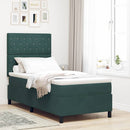 vidaXL LED Box Spring Ágy matracmal Sötétzöld 90 x 190 cm Bársony