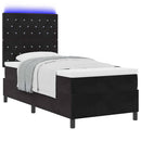 vidaXL LED Box Spring Ágy matracmal Fekete 90 x 200 cm Bársony