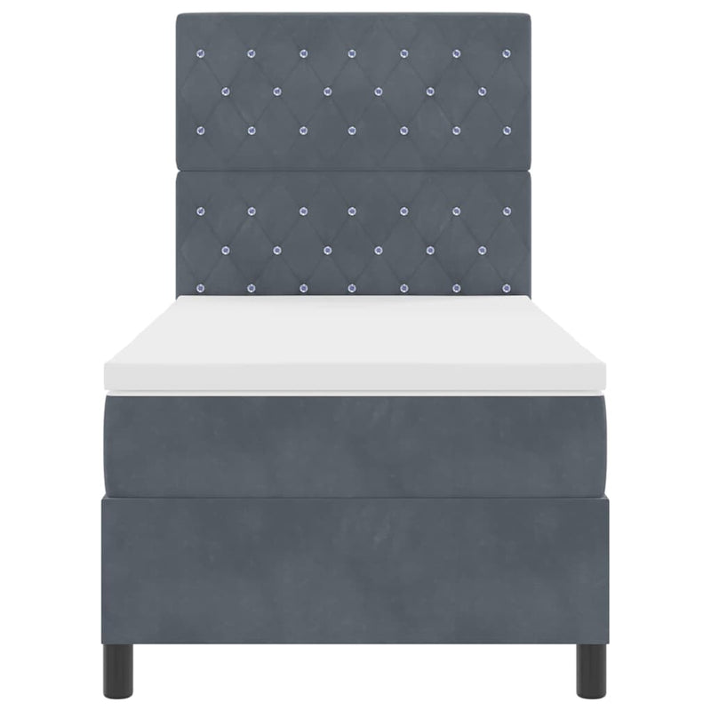 vidaXL Boxrugós ágy matracmal Sötétszürke 100 x 200 cm Bársony