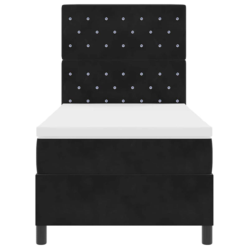 vidaXL Boxrugós ágy matracmal fejtámlával Fekete 100 x 200 cm Bársony