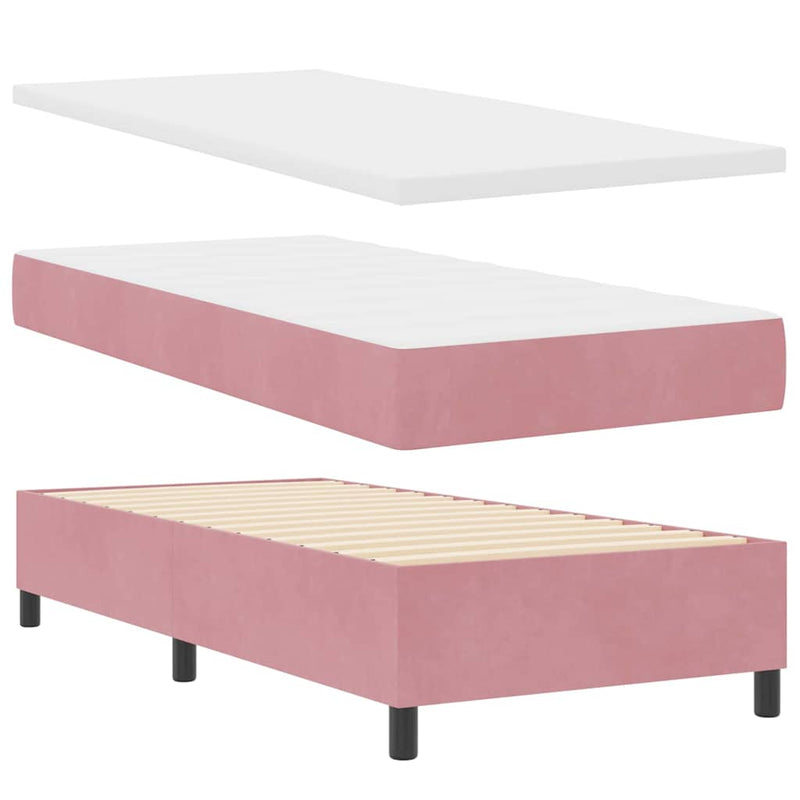 vidaXL Boxrugós ágy matracmal Rózsaszín 100 x 200 cm Bársony
