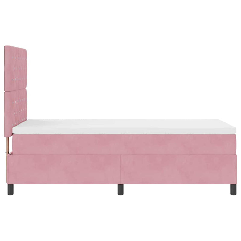 vidaXL Boxrugós ágy matracmal Rózsaszín 100 x 200 cm Bársony