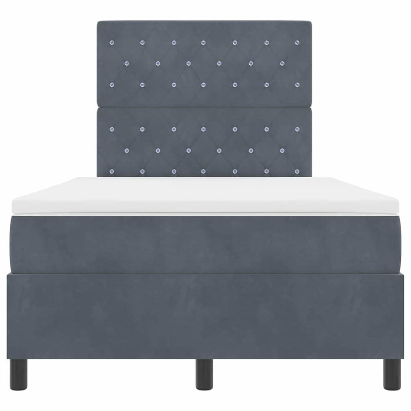 vidaXL Boxrugós ágy matracmal Sötétszürke 120 x 190 cm Bársony