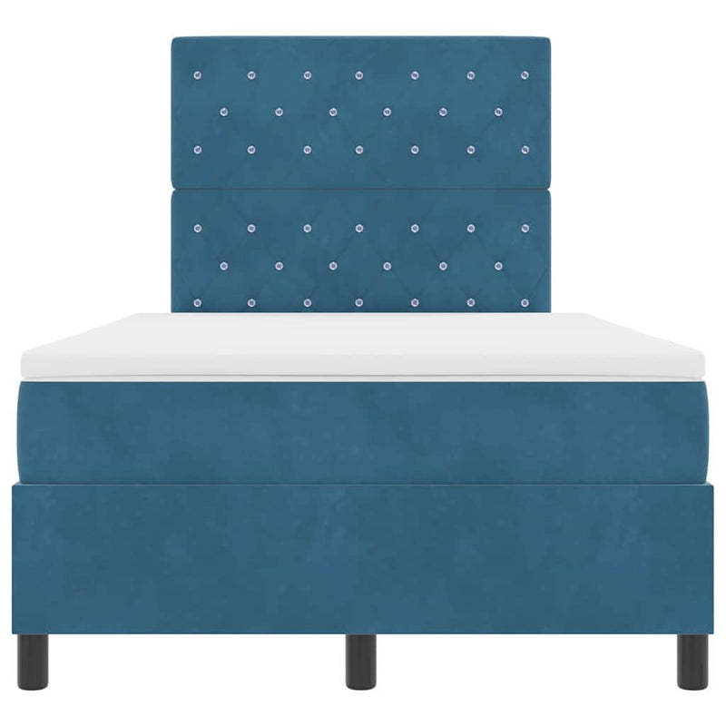 vidaXL Boxrugós ágy matracmal Sötétkék 120 x 190 cm Bársony