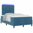 vidaXL LED Box Spring Ágy matracmal Sötét kék 120 x 190 cm Bársony