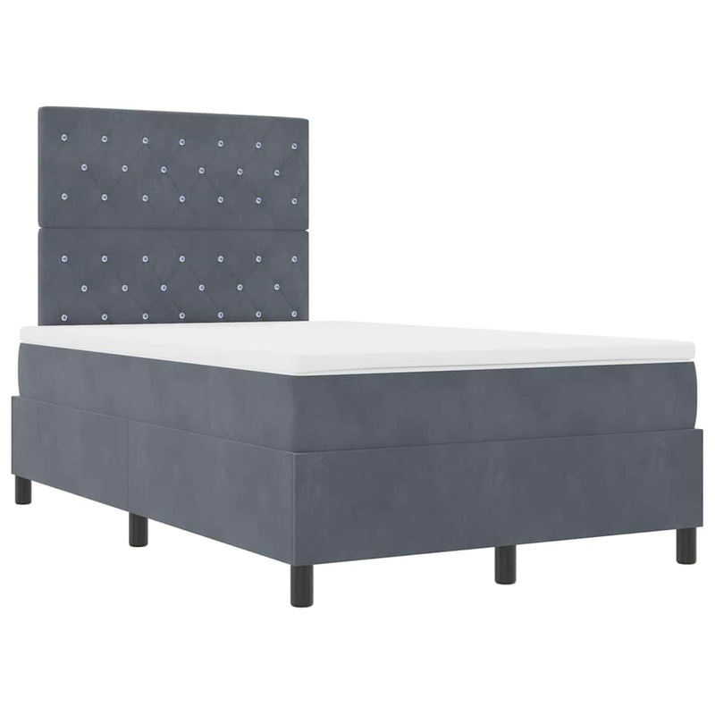 vidaXL Boxrugós ágy matracmal Sötétszürke 120 x 200 cm Bársony