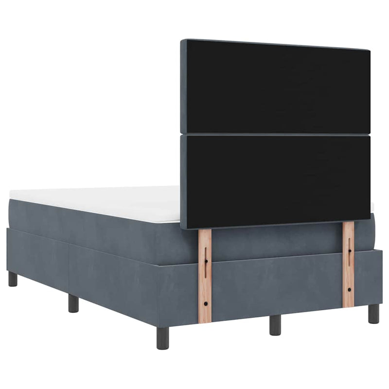 vidaXL Boxrugós ágy matracmal Sötétszürke 120 x 200 cm Bársony
