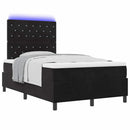 vidaXL LED Box Spring Ágy matracmal Fekete 120 x 200 cm Bársony