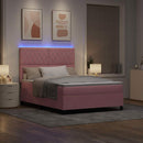 vidaXL LED Box Spring Ágy matracmal Rózsaszín 140 x 190 cm Bársony