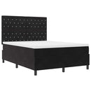 vidaXL LED Box Spring Ágy matracmal Fekete 140 x 200 cm Bársony