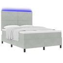 vidaXL LED Box Spring Ágy matracmal Világosszürke 160 x 200 cm Bársony