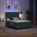 vidaXL LED Box Spring Ágy matracmal Sötétzöld 160 x 200 cm Bársony