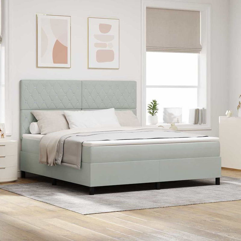 vidaXL Boxrugós ágy matracmal Világosszürke 180 x 200 cm Bársony