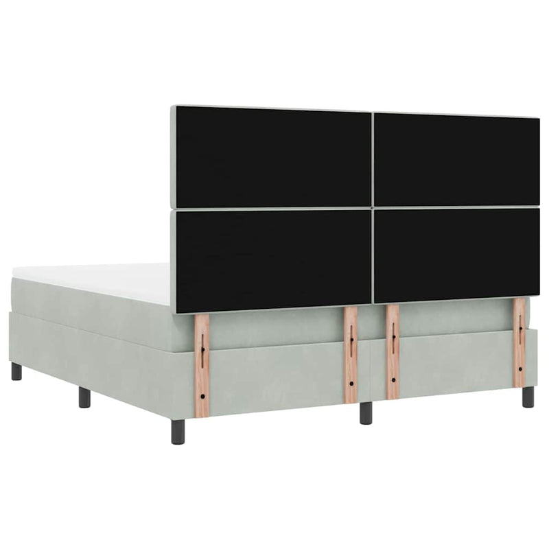 vidaXL Boxrugós ágy matracmal Világosszürke 180 x 200 cm Bársony