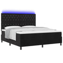 vidaXL LED Box Spring Ágy matracmal Fekete 180 x 200 cm Bársony