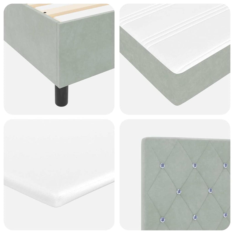 vidaXL Boxrugós ágy matracmal Világosszürke 200 x 200 cm Bársony