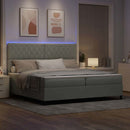 vidaXL LED Box Spring Ágy matracmal Világosszürke 200 x 200 cm Bársony