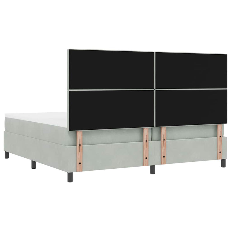 vidaXL Boxrugós ágy matracmal Világosszürke 200 x 200 cm Bársony