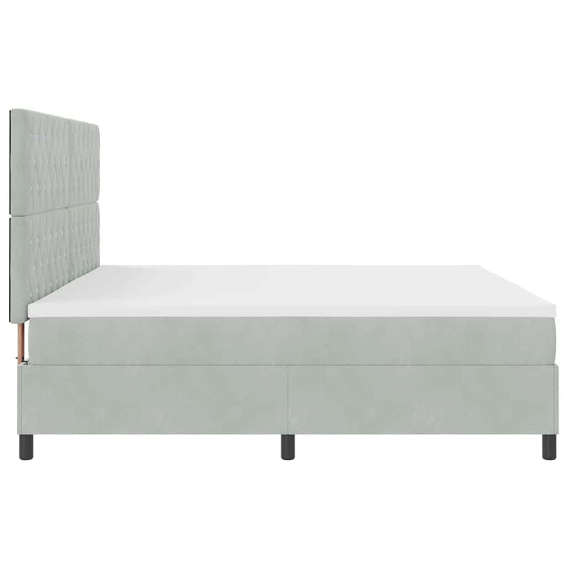 vidaXL Boxrugós ágy matracmal Világosszürke 200 x 200 cm Bársony