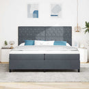vidaXL LED Box Spring Ágy matracmal Sötétszürke 200 x 200 cm Bársony