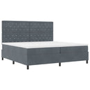 vidaXL LED Box Spring Ágy matracmal Sötétszürke 200 x 200 cm Bársony