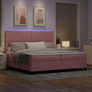 vidaXL LED Box Spring Ágy matracmal Rózsaszín 200 x 200 cm Bársony