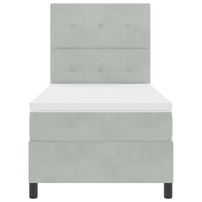 vidaXL Boxrugós ágy matracmal Világosszürke 80 x 200 cm Bársony