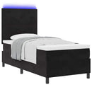 vidaXL LED Box Spring Ágy fejtámlával Fekete 90 x 200 cm Bársony