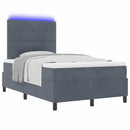 vidaXL LED Box Spring Ágy matracmal Sötétszürke 120 x 190 cm Bársony