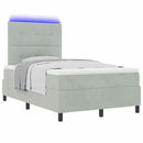 vidaXL LED Box Spring Ágy matracmal Világosszürke 120 x 200 cm Bársony