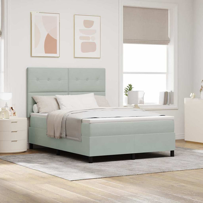 vidaXL Boxrugós ágy matracmal Világosszürke 160 x 200 cm Bársony