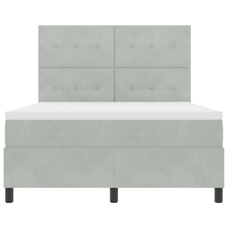 vidaXL Boxrugós ágy matracmal Világosszürke 160 x 200 cm Bársony