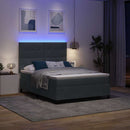 vidaXL LED Box Spring Ágy matracmal Sötétszürke 160 x 200 cm Bársony