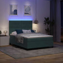 vidaXL LED Box Spring Ágy fejtámlával Sötétzöld 160 x 200 cm Bársony