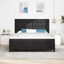 vidaXL LED Box Spring Ágy matracmal Fekete 180 x 200 cm Bársony
