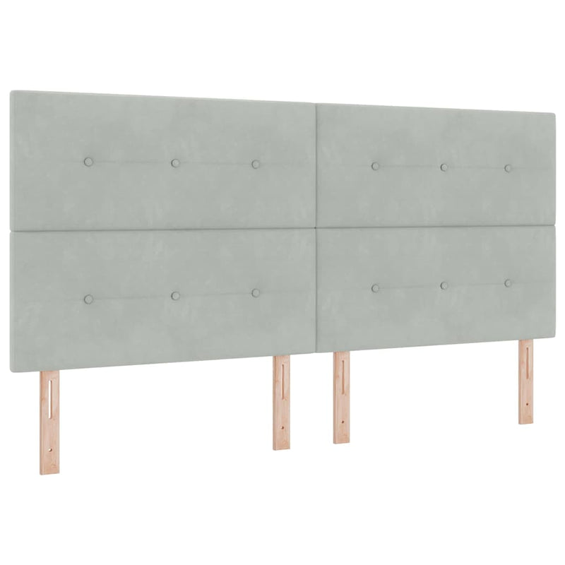 vidaXL Boxrugós ágy matracmal Világosszürke 200 x 200 cm Bársony