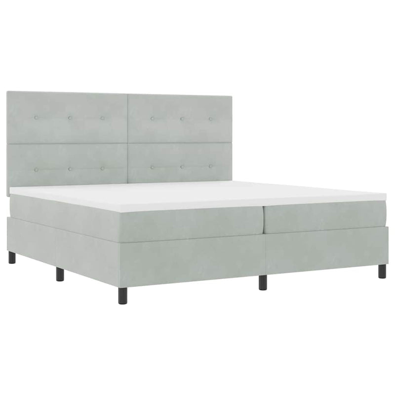 vidaXL Boxrugós ágy matracmal Világosszürke 200 x 200 cm Bársony