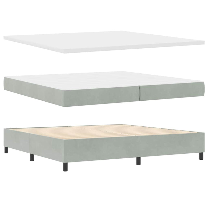vidaXL Boxrugós ágy matracmal Világosszürke 200 x 200 cm Bársony