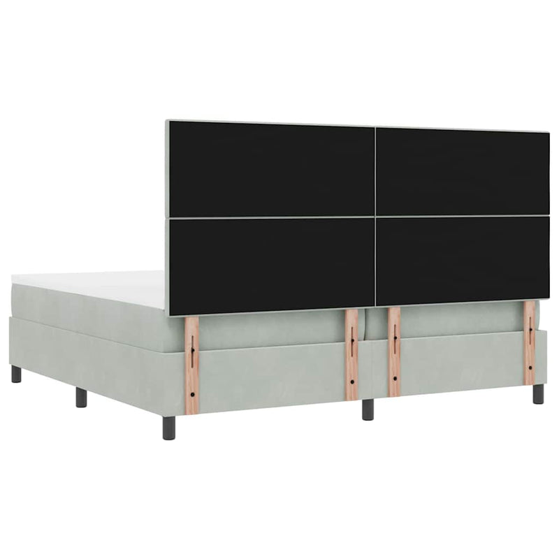 vidaXL Boxrugós ágy matracmal Világosszürke 200 x 200 cm Bársony