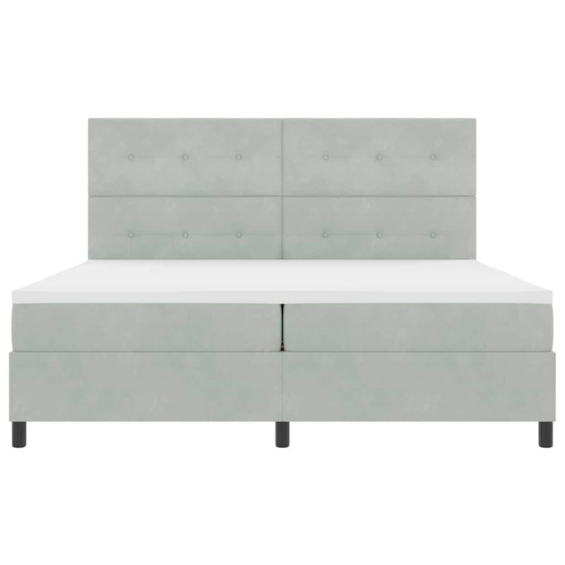 vidaXL Boxrugós ágy matracmal Világosszürke 200 x 200 cm Bársony