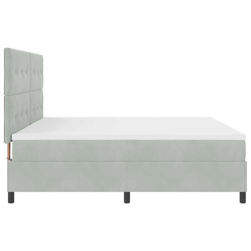 vidaXL Boxrugós ágy matracmal Világosszürke 200 x 200 cm Bársony