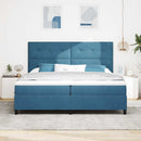 vidaXL LED Box Spring Ágy matracmal Sötét kék 200 x 200 cm Bársony