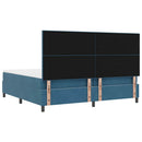 vidaXL LED Box Spring Ágy matracmal Sötét kék 200 x 200 cm Bársony