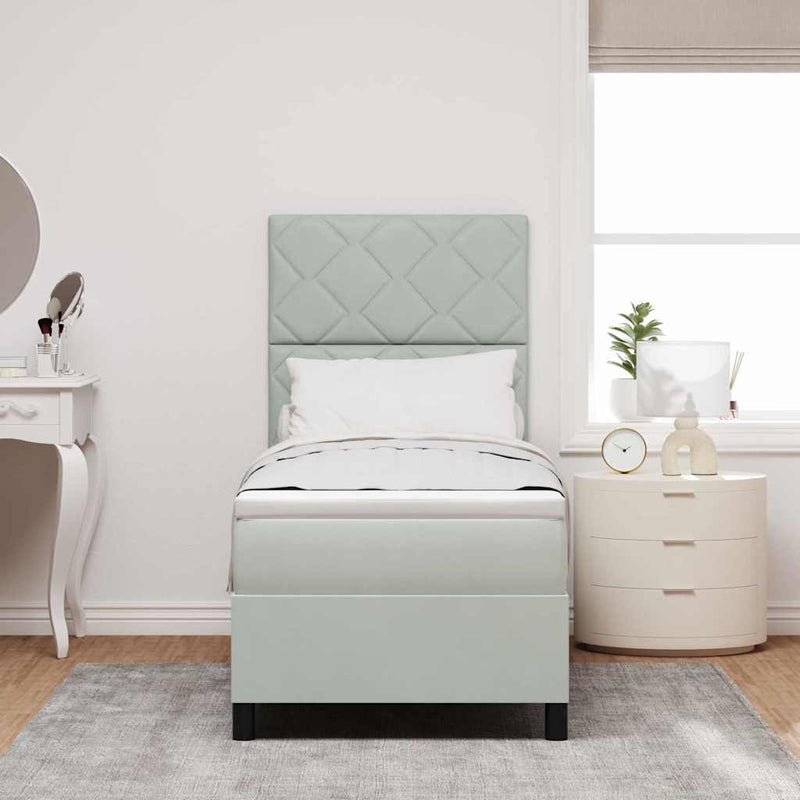 vidaXL Boxrugós ágy matracmal Világosszürke 80 x 200 cm Bársony