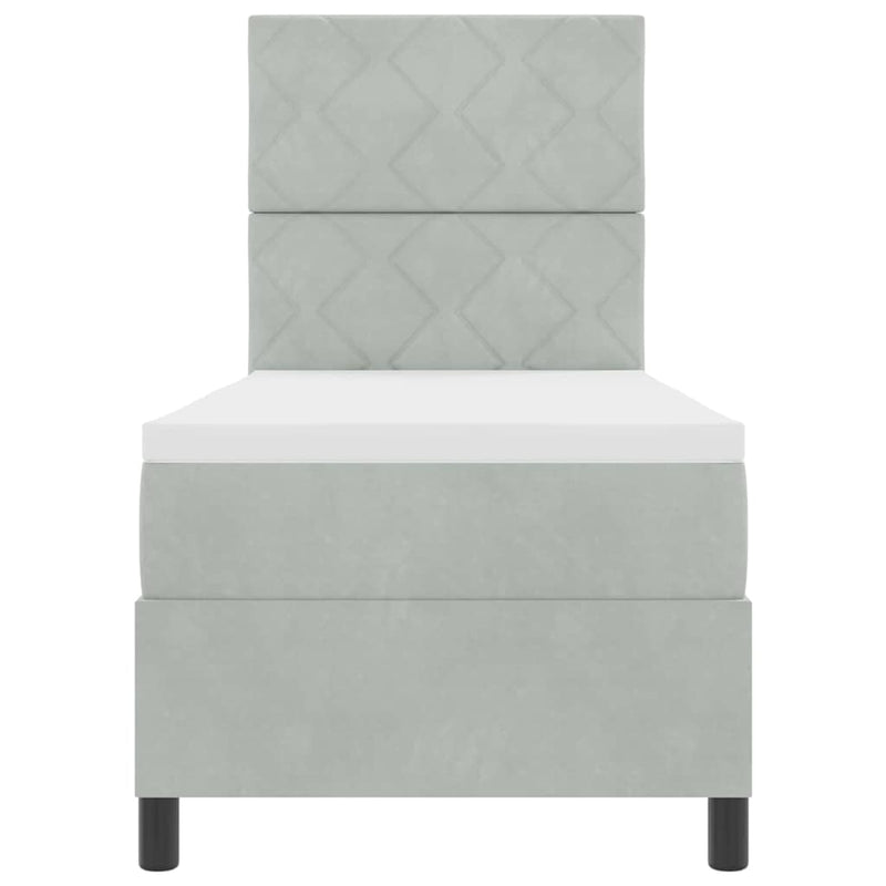 vidaXL Boxrugós ágy matracmal Világosszürke 80 x 200 cm Bársony