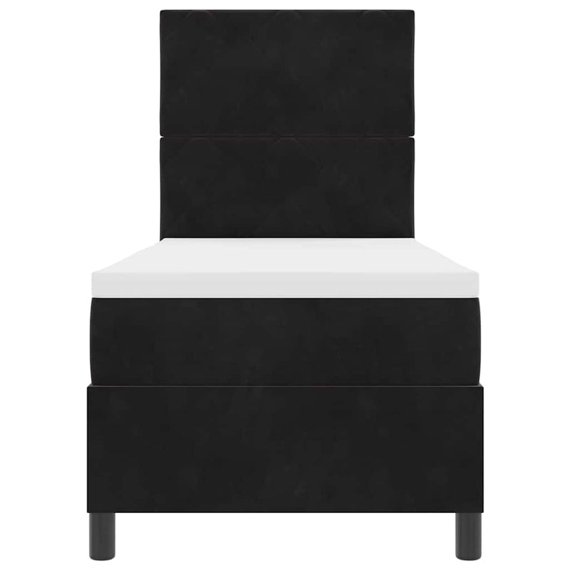 vidaXL Boxrugós ágy matracmal fejtámlával Fekete 80 x 200 cm Bársony