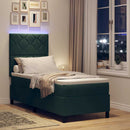 vidaXL LED Box Spring Ágy fejtámlával Sötétzöld 80 x 200 cm Bársony