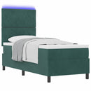 vidaXL LED Box Spring Ágy fejtámlával Sötétzöld 80 x 200 cm Bársony