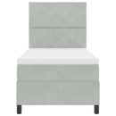 vidaXL Boxrugós ágy matracmal Világosszürke 90 x 200 cm Bársony