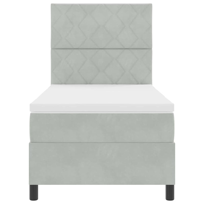 vidaXL Boxrugós ágy matracmal Világosszürke 90 x 200 cm Bársony